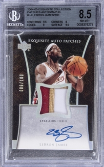2004-05 UD "Exquisite Collection" Patches Autographs #LJ LeBron James Signed Game Used Patch Card (#006/100) – BGS NM-MT+ 8.5/BGS 10